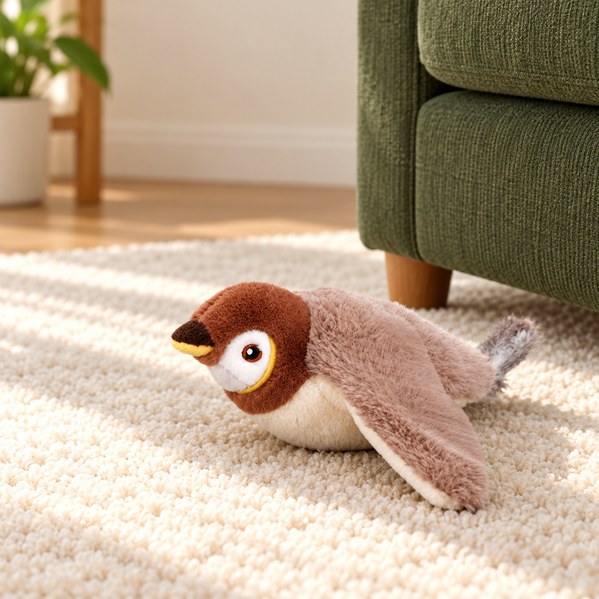 Flap & Pounce Rechargeable Sparrow Cat Toy: Sparrow / One toy. AI-styled supplier-reference still.