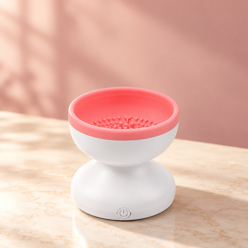 Brush Reset USB Makeup Brush Cleaning Bowl: White and pink / One cleaner. AI-styled supplier-reference still.